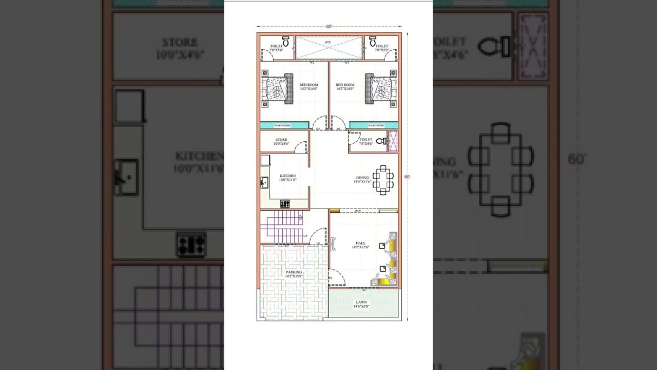 30 &times; 60 house plan, 30 by 60 home plan, 30*60 house plan, home plan, #short #homedesign #homeplan