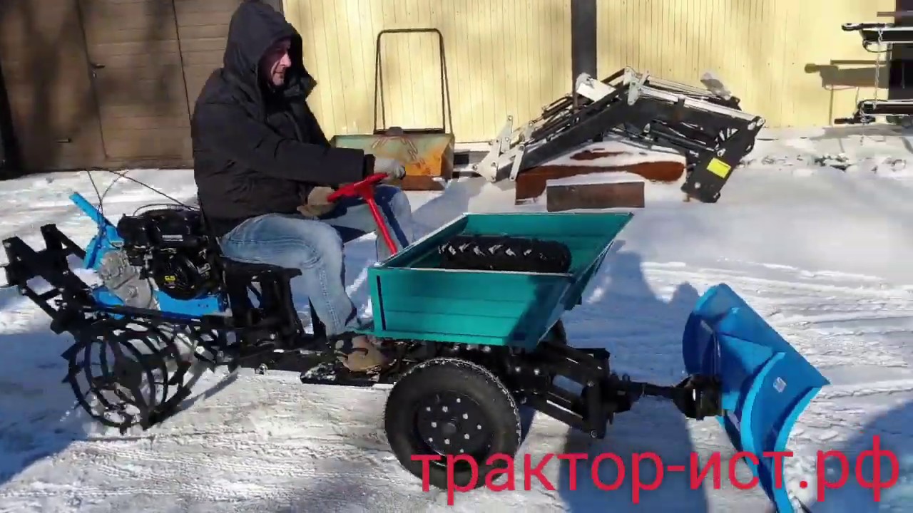 Минитрактор из мотоблока с передним отвалом.Сравнение резиновых и металлических колес.