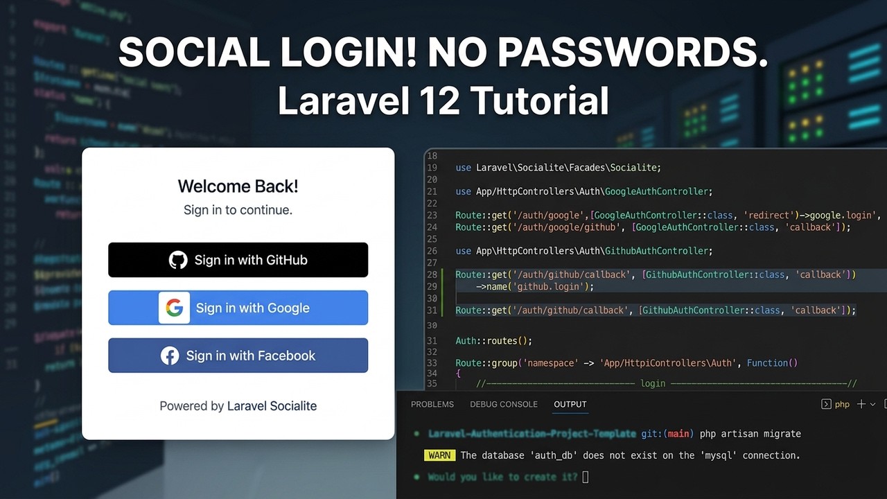 Social Login in Laravel 12 Using Socialite GitHub, Google, Facebook