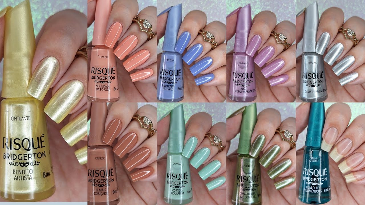 ESMALTE RISQUE COLEÇÃO BRIDGERTON SEGUNDA EDIÇÃO LANÇAMENTO COM COMPARAÇÃO DE CORES 