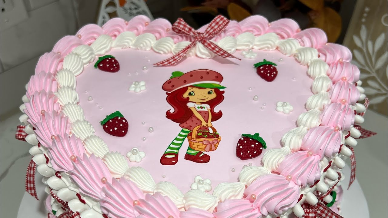 Decoración de pastel Rosita fresita en forma de corazón vintage coquette