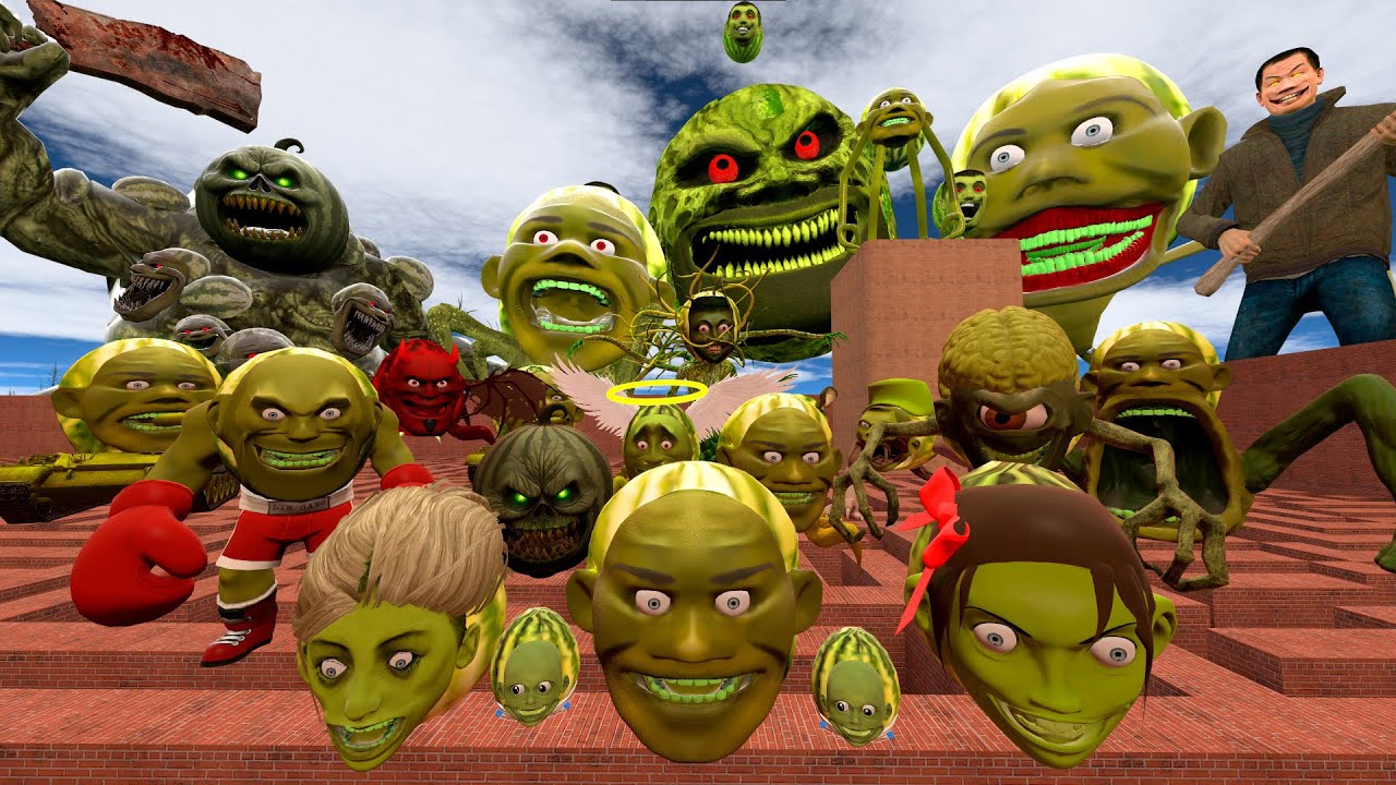 ALL LIN GANG MELON Family and GIANT GLITCH BOSS Chasing Me in GARRY'S MOD!
