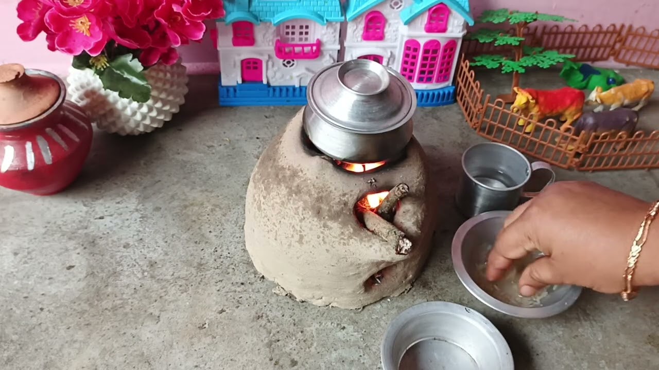 আজকে| মিনি কিচেনে| ডিম আর ভাত রান্না করলাম।