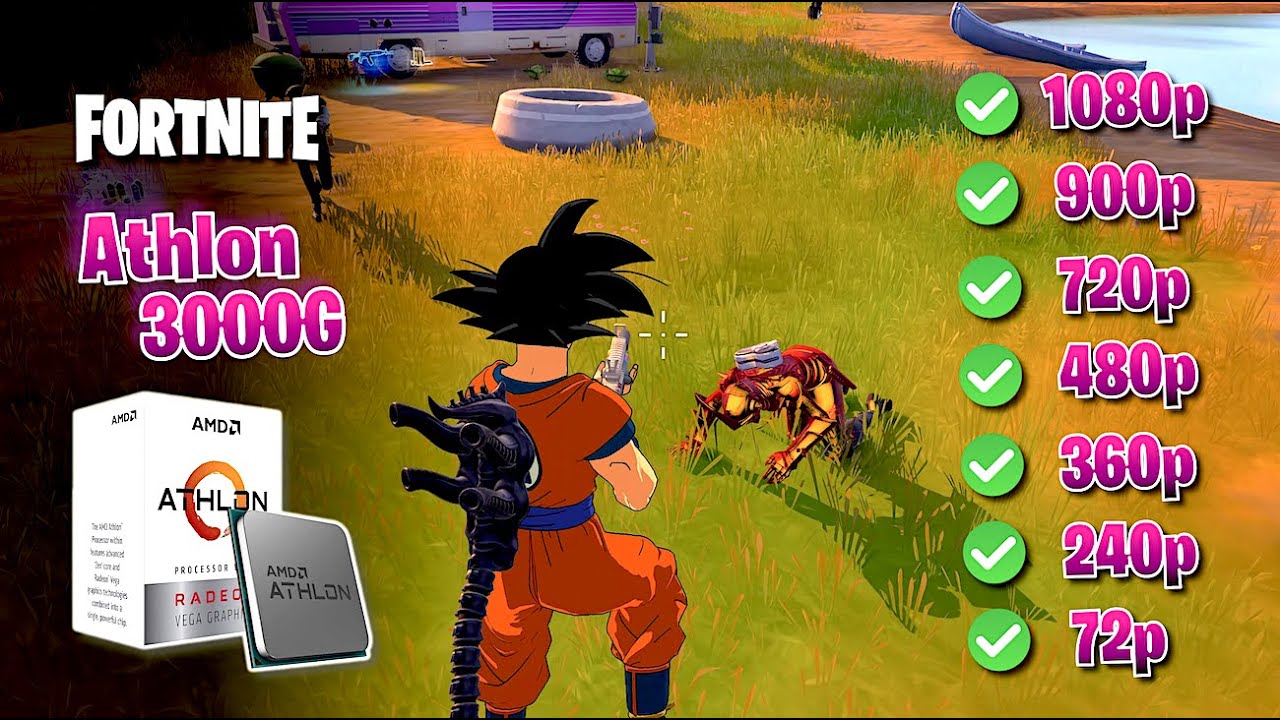 ✅ Athlon 3000g ✅ FORTNITE - Temporada 4 ✅ 72p - 240p - 480p - 720p - 900p - 1080p ✅ Modo Rendimiento