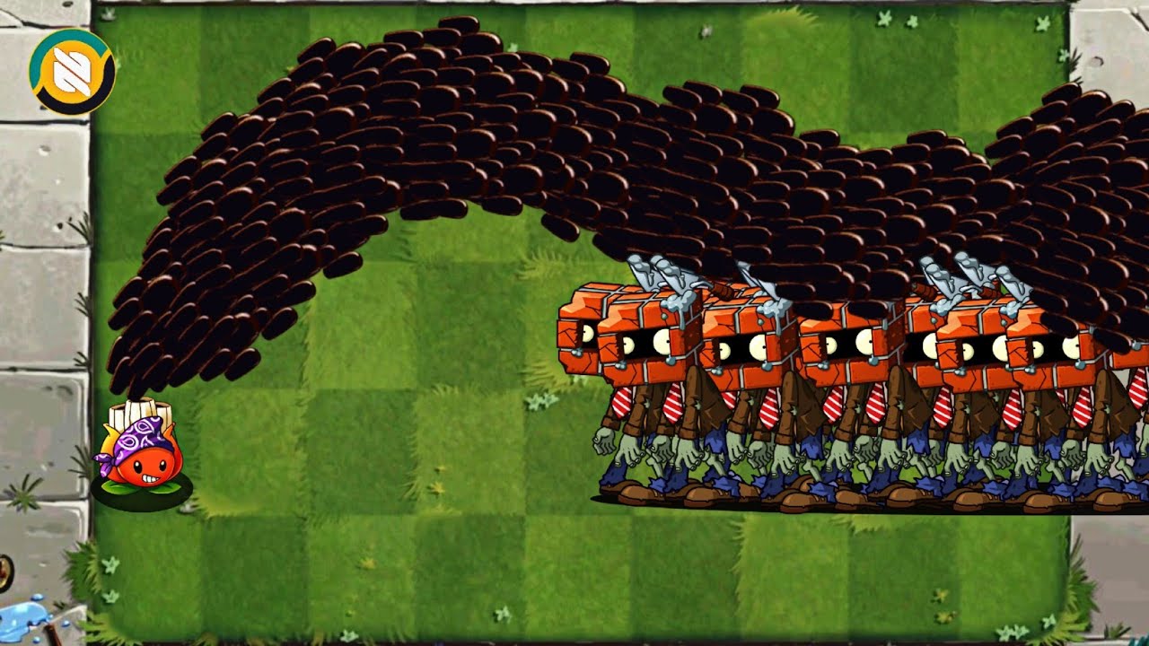 Pvz 2 Challenge - 100 Plants Max Level Vs 100 Brickhead Zombie