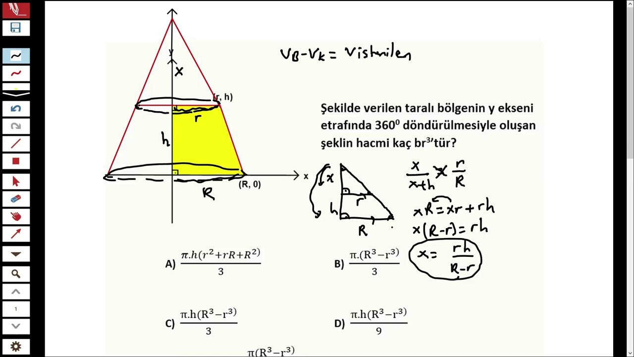 Şekli döndürüp hacmini bulma sorusu - Geometri |Zafer Yayınları LYS kitabı