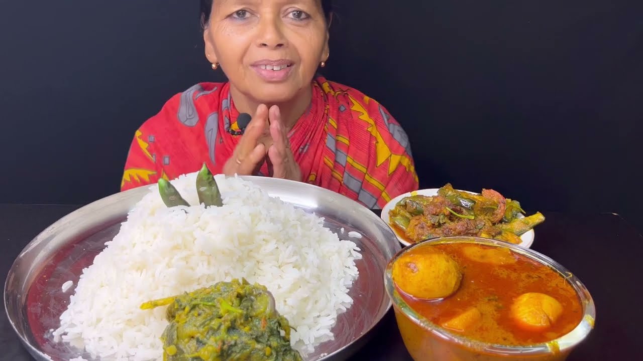 BIGBITES, EATING RICE WITH PALONG SHAK,MASALA BEGUN,SPICY 🔥🔥 DUCK EGG CURRY।।
