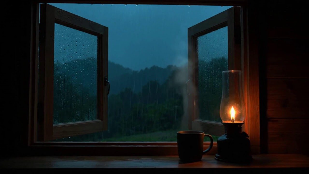 Falling Asleep to Steady Night Rain Outside Bedoom | Quiet Window Sounds