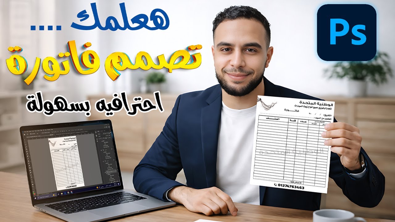 شرح تصميم فاتورة من البداية للاحتراف | أسرار المقاسات والألوان والطباعة