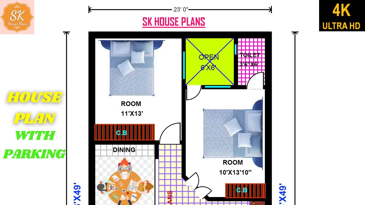 HOUSE PLAN 23' X 49’ / 1127 SQ.FT / 125 SQ.YDS / 105 SQ.M / 125 GAJ / 2021 NEW FLOOR PLAN