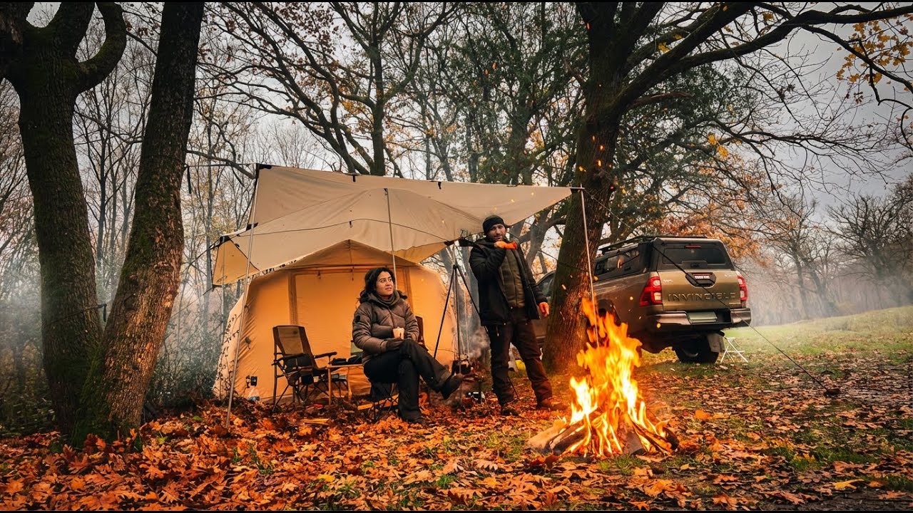 Overnight Storm Camping With Our Dog . Cold, Wind, and Real Fear in the Forest...