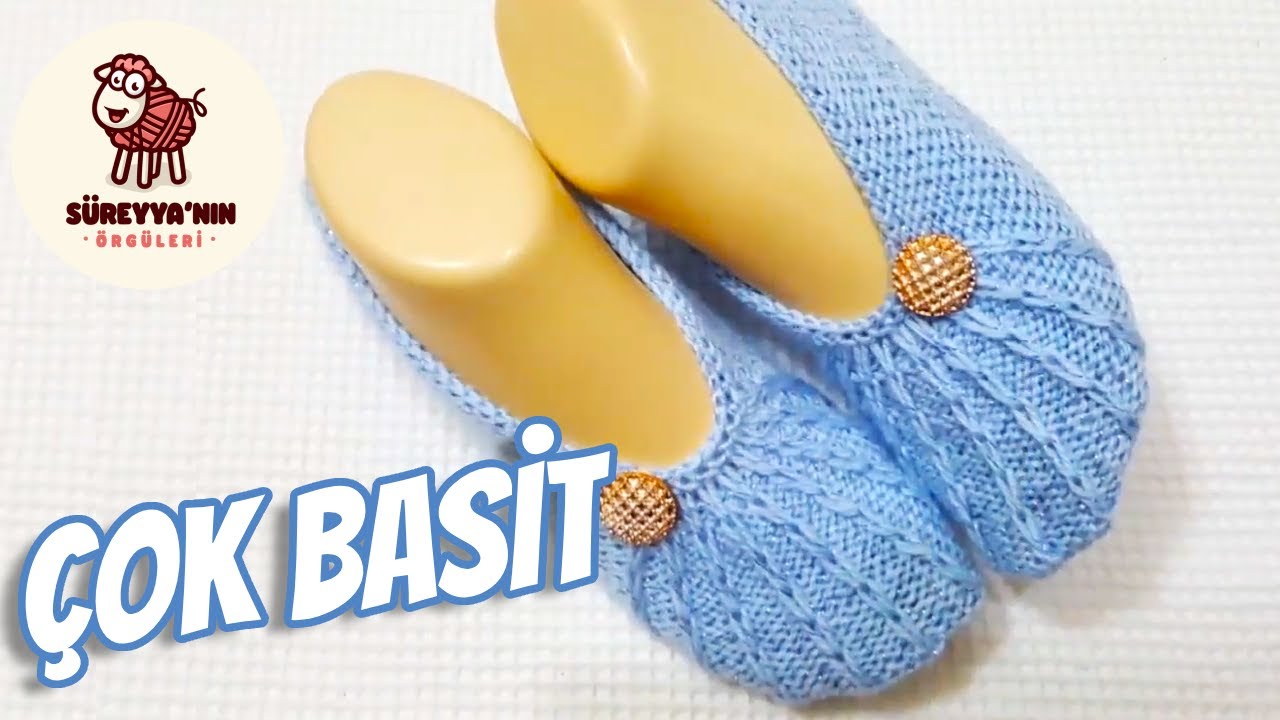 İki şiş ile en kolay patik yapımı / İki şiş babet patik yapımı / Yeni Patik ✅