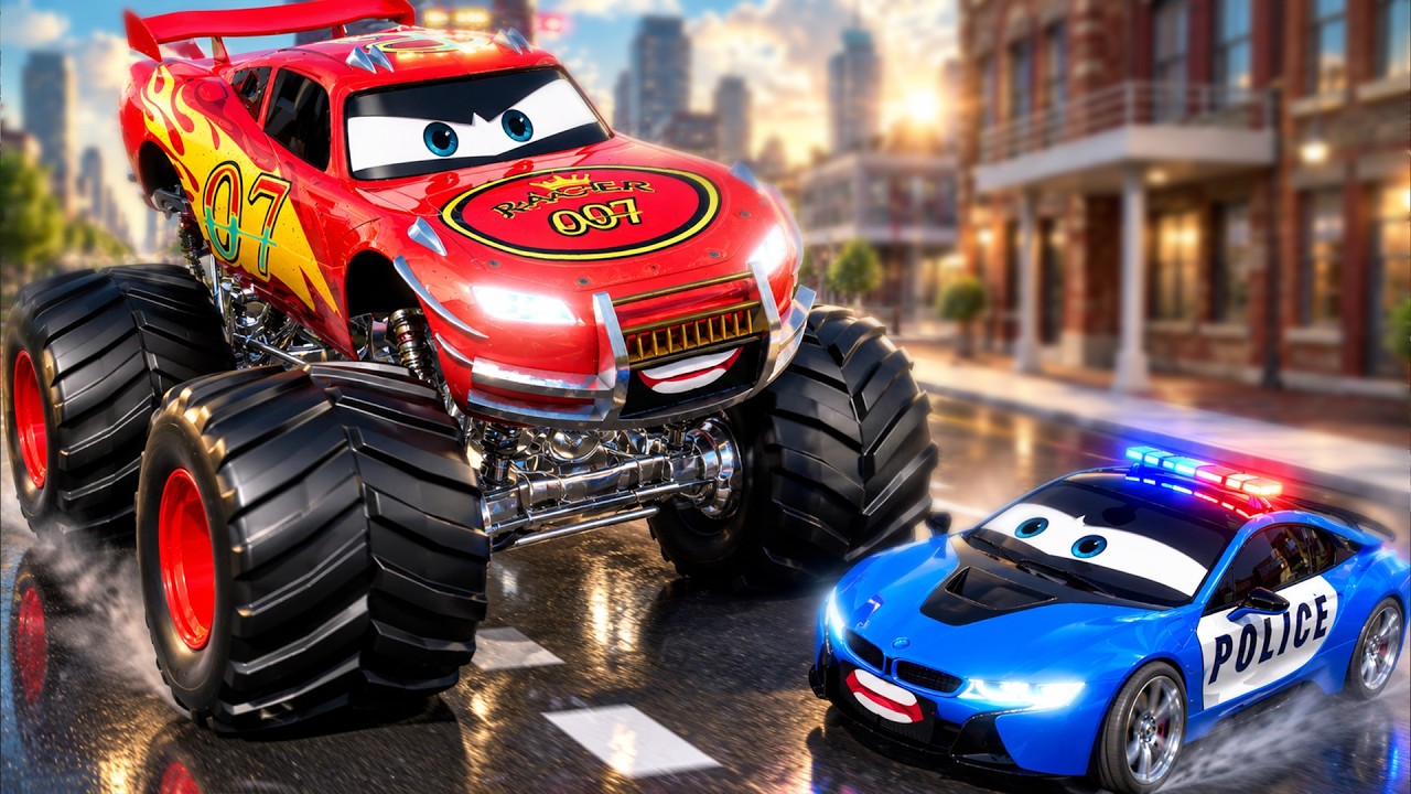 Lightning McQueen & Police Car 🚓🏎️ | Epic City Rescue Mission from an Open Manhole 😱