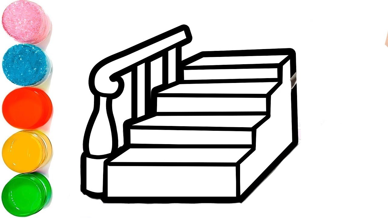 Rainbow Stair Drawing & Coloring for Kids | How to Draw 3D Stairs