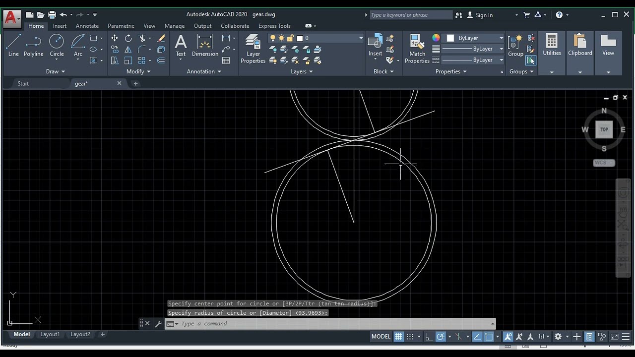 How to create two meshing spur gear in AUTOCAD (Approximate)