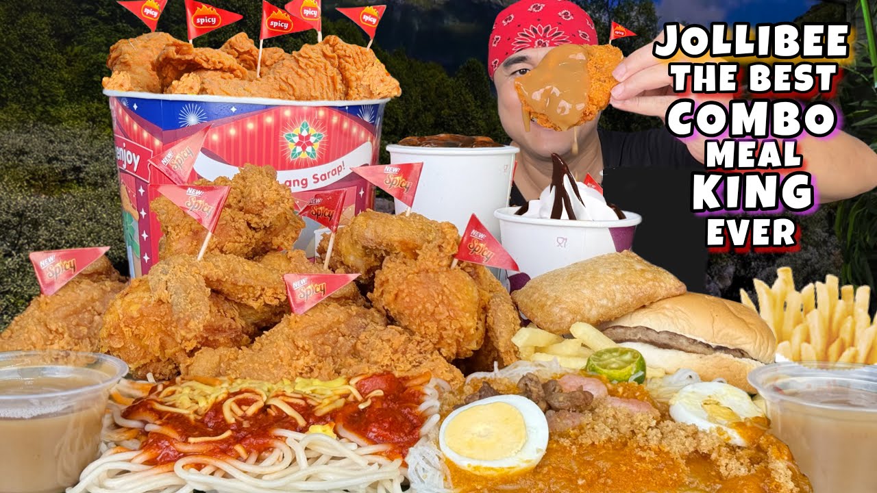 Bucket Spicy Chickenjoy, Palabok, Spaghetti, Yum Burger, Fries, Sundae Ice Cream, atbp. Mukbang