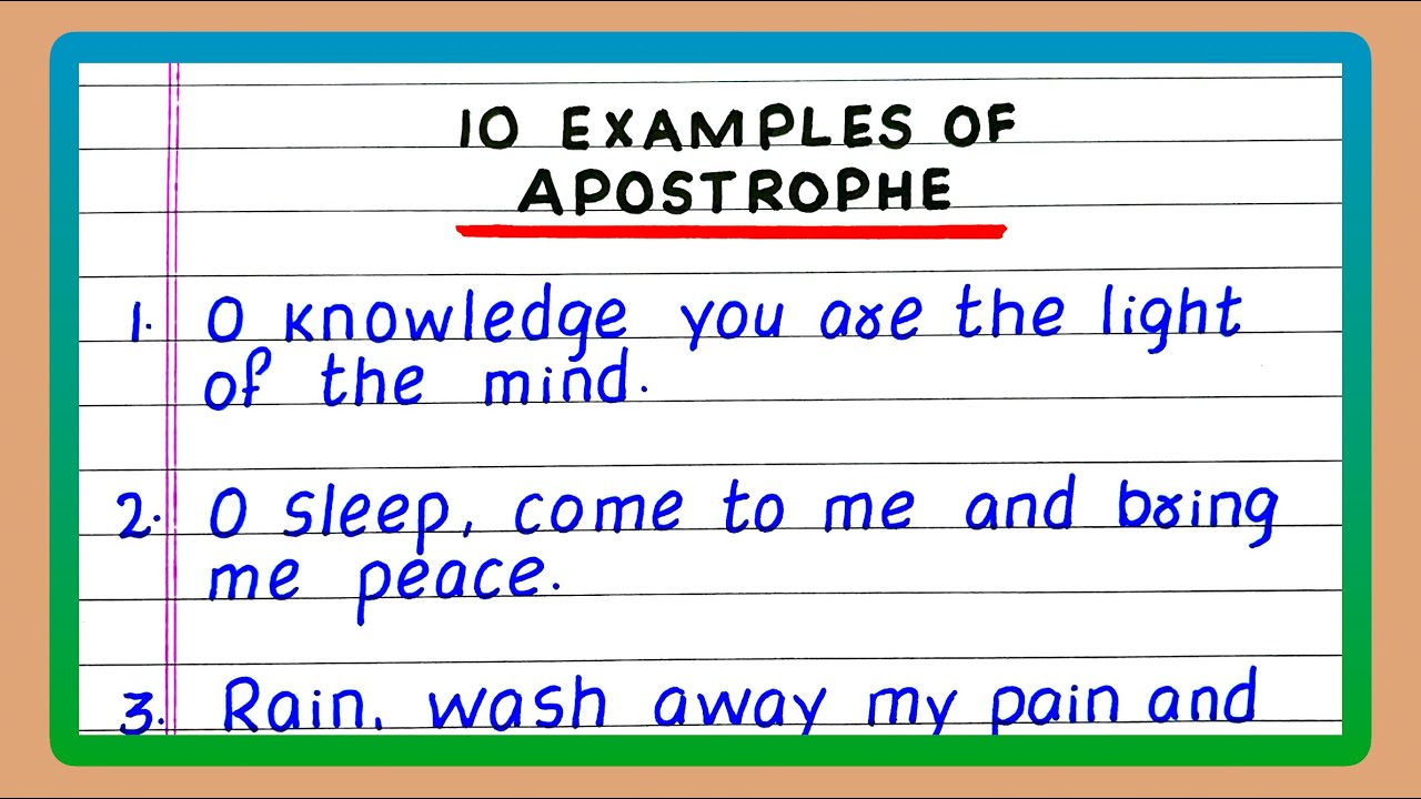 Examples of Apostrophe | Examples of Apostrophe FIGURES OF SPEECH | 10 Examples of Apostrophe