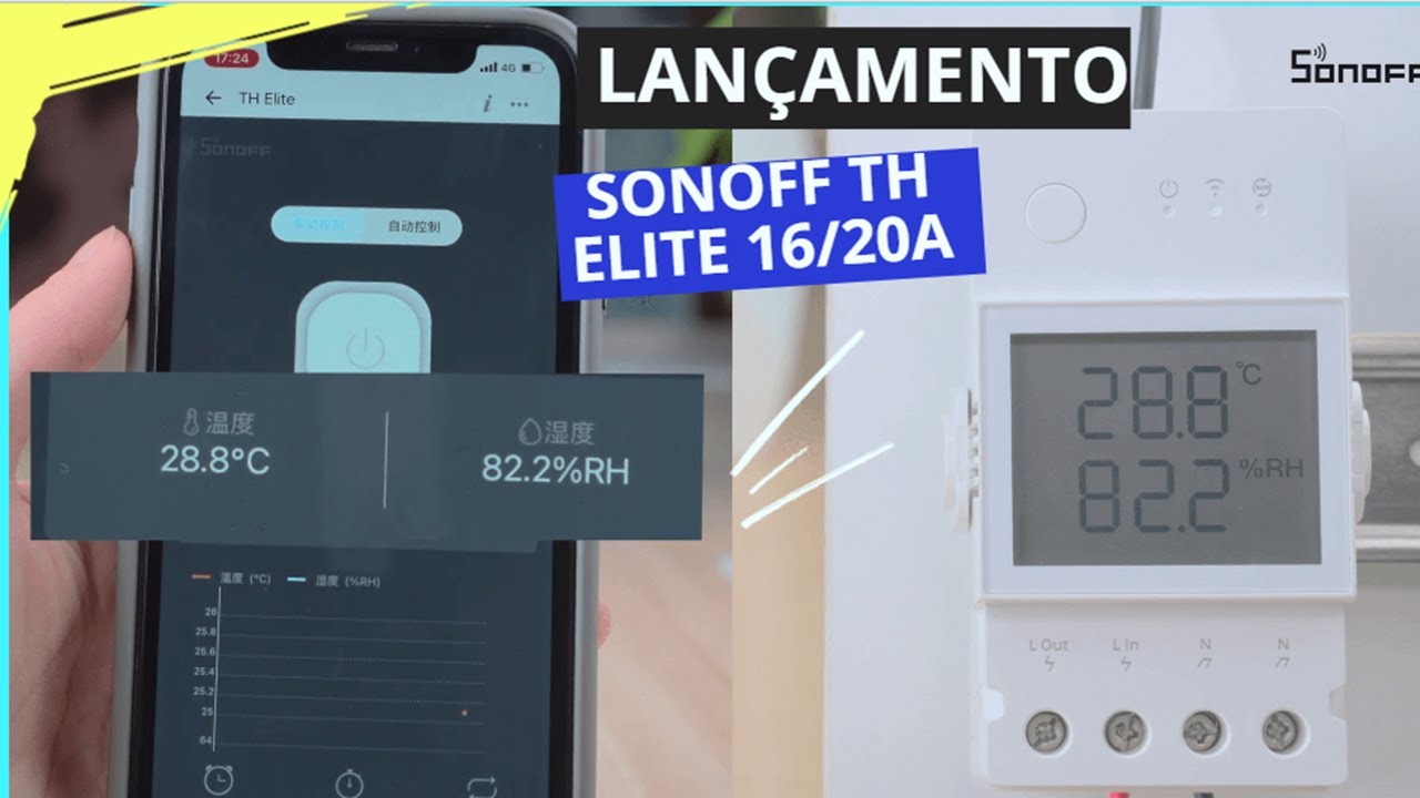 LANÇAMENTO - Sonoff THR3 Elite 16A/20A com tela LCD e rele contato seco.