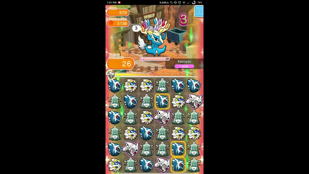 Pokémon Shuffle - Xerneas (Shiny) S Rank [Items]. Stage 670.