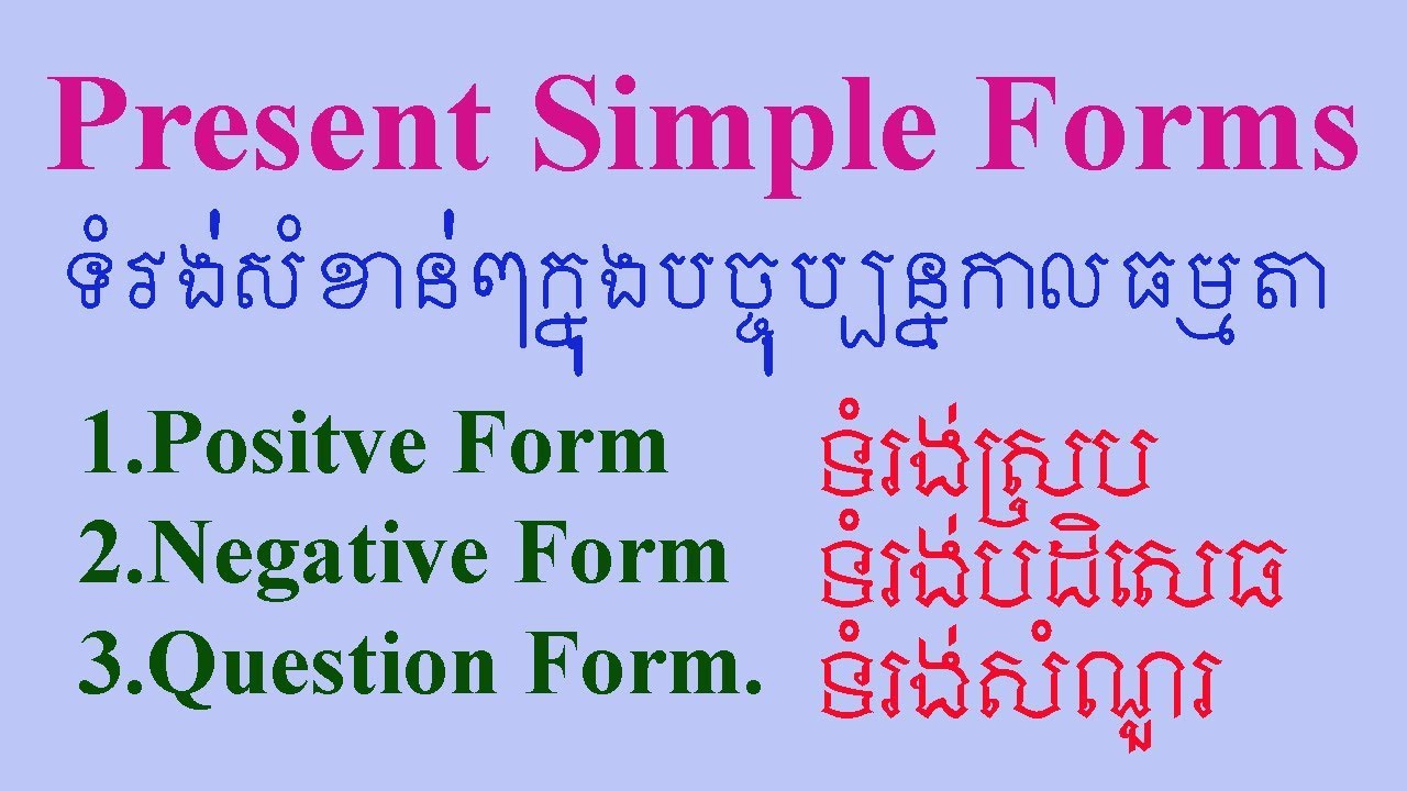 Present Simple Forms: Positive, Negative and Question.