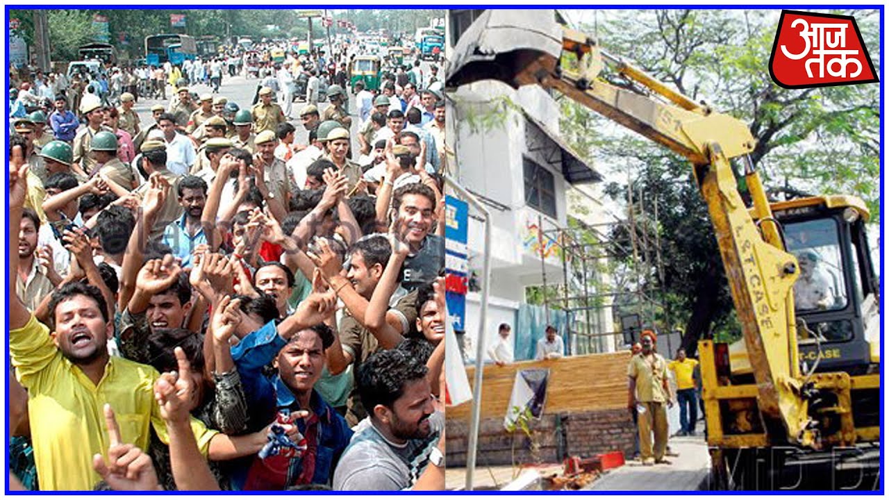 People Protest In Mathura, Pelt Stones At Bulldozer And Public Offices