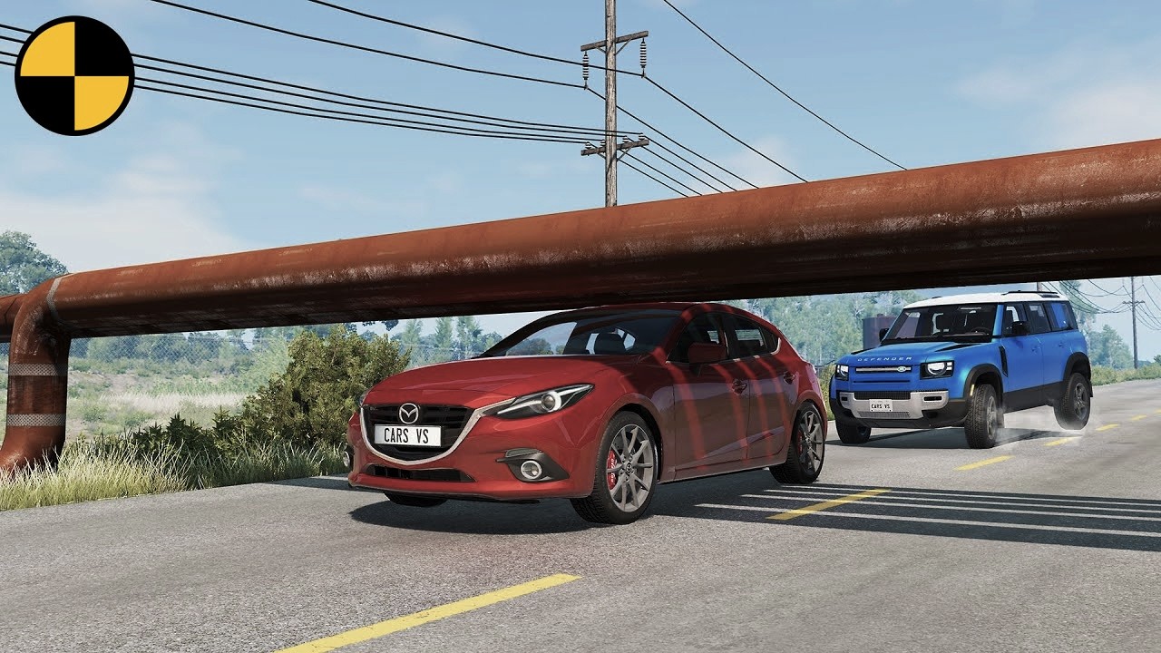 Cars vs Low Pipes Crossing Road 😱 BeamNG.Drive