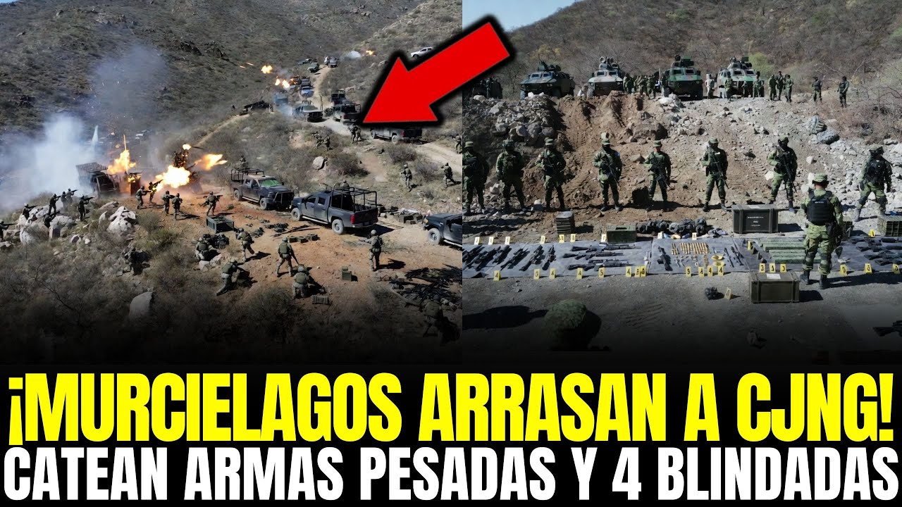 ¡MURCIÉLAGOS ARRASAN a 32 del CJNG! BALACERA en el CERRO del CUCHILLO y ARMAS PESADAS INCAUTADAS