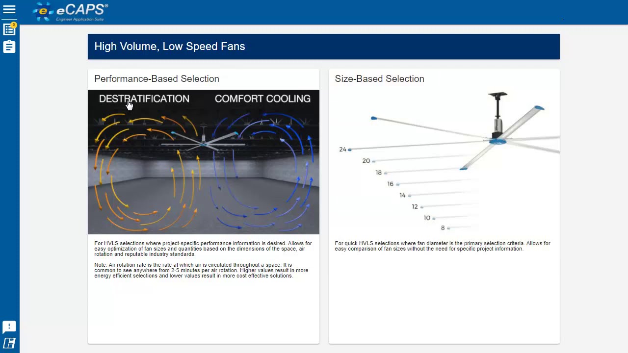 Greenheck - eCAPS How to select a High Volume Low Speed (HVLS) Fan
