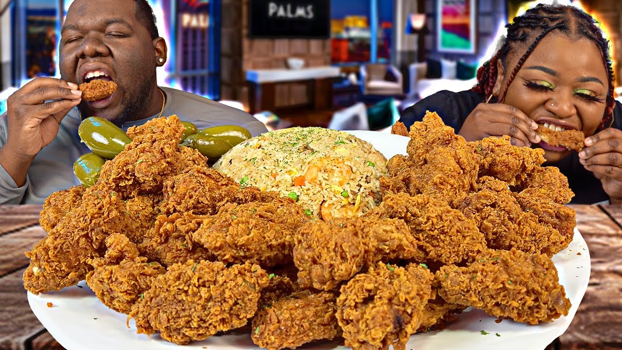 HOMEMADE CRISPY FRIED CHICKEN WINGS + SHRIMP FRIED RICE!!! | MUKBANG EATING SHOW