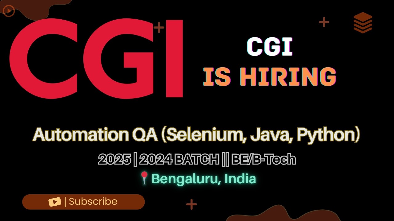Automation Testing Job for Freshers | CGI Recruitment 2026 skilllayer skill layer