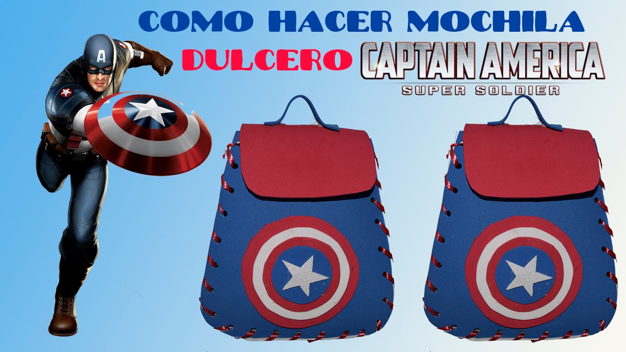 COMO HACER DULCEROS DEL CAPITAN AMERICA/MOCHILA GOLOSINERO,AGUINALDOS EN FOAMI