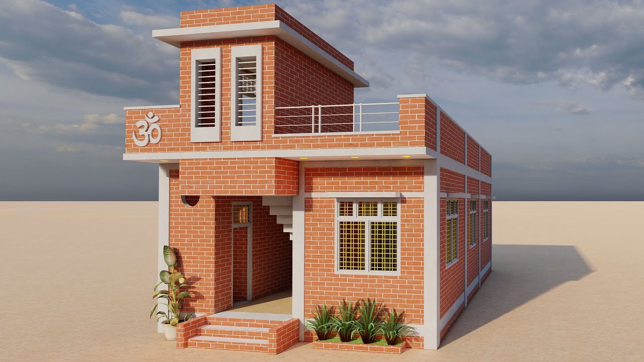 तीन कमरे का लाजबाब सबसे अच्छा घर,गांव में घर हो तो ऐसा  ,3D 3 Bedroom Village House Plan