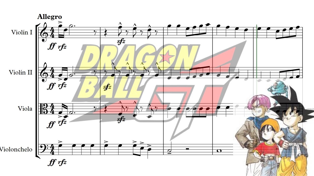 Cuarteto Mi corazón encantado Dragon Ball Gt/ Partitura SCORE STRINGS PDF