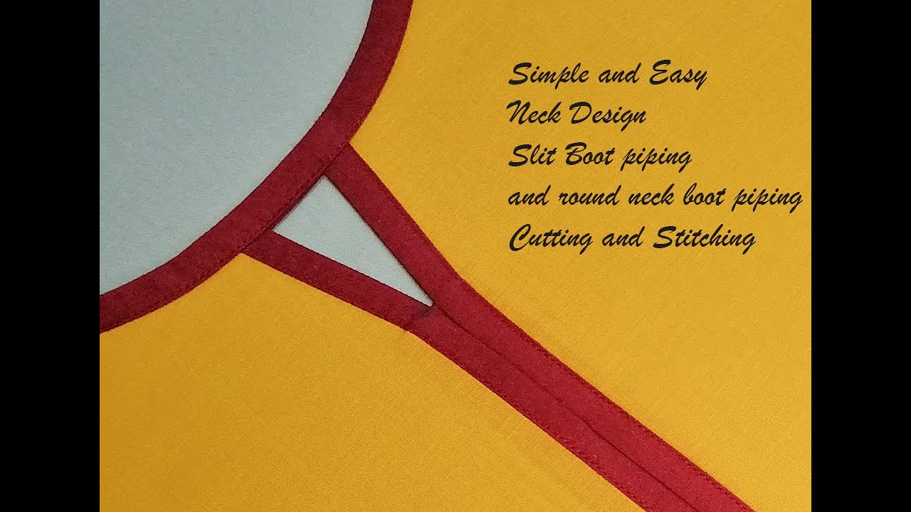 Trendy neck boot piping round with slit cutting stitching