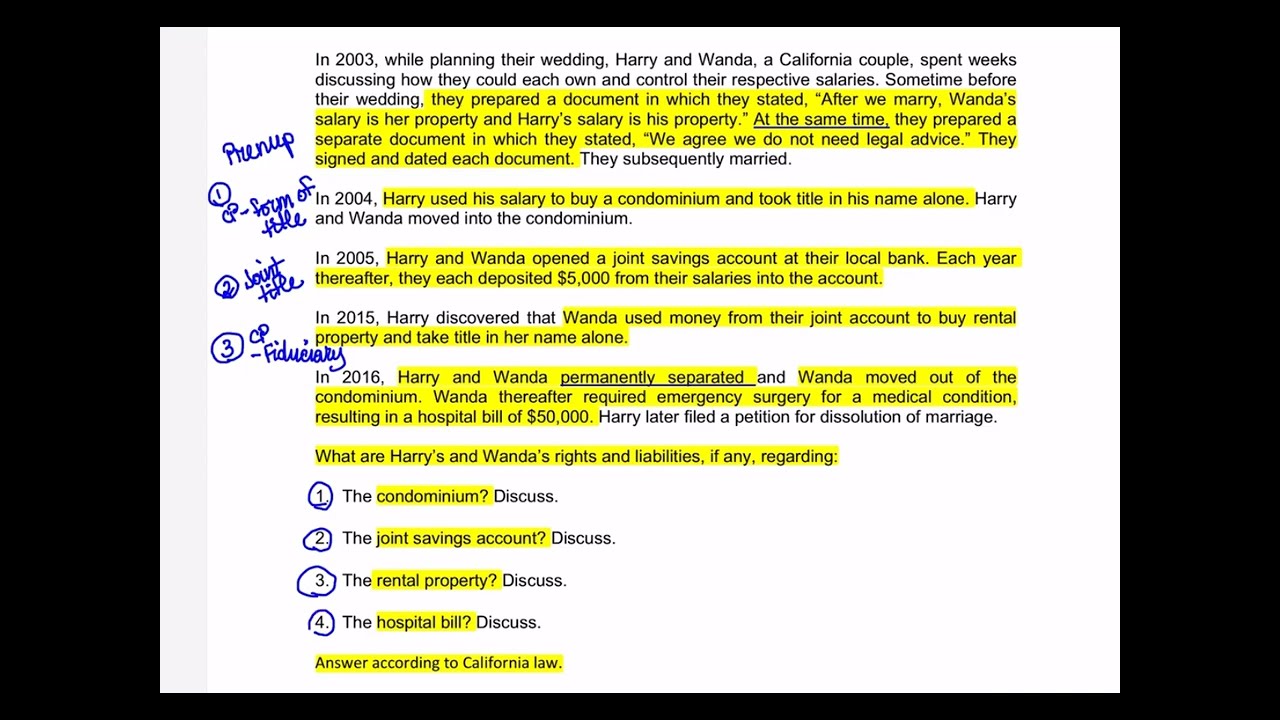 Issue Spot Community Property:  Will this prenuptial agreement have the intended effect?