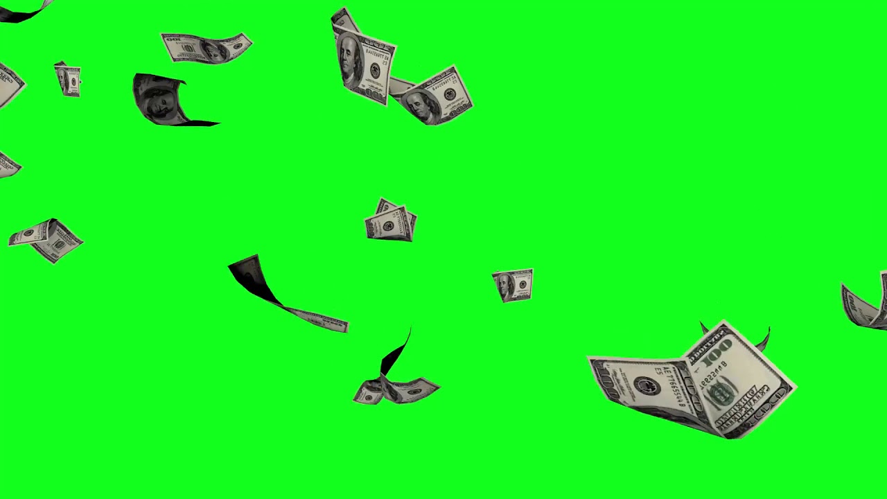 FREE  Money Falling Green Screen Full HD