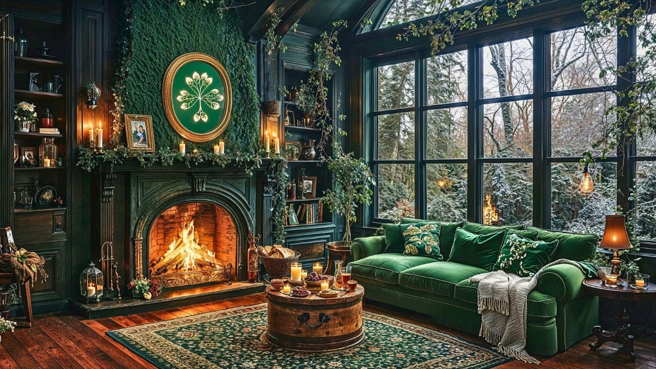 Happy St. Patrick’s Day☘️ Magical Irish Night | Dreamy Jazz, Green Glow🔥Fireplace Ambience🔴LIVE 24/7