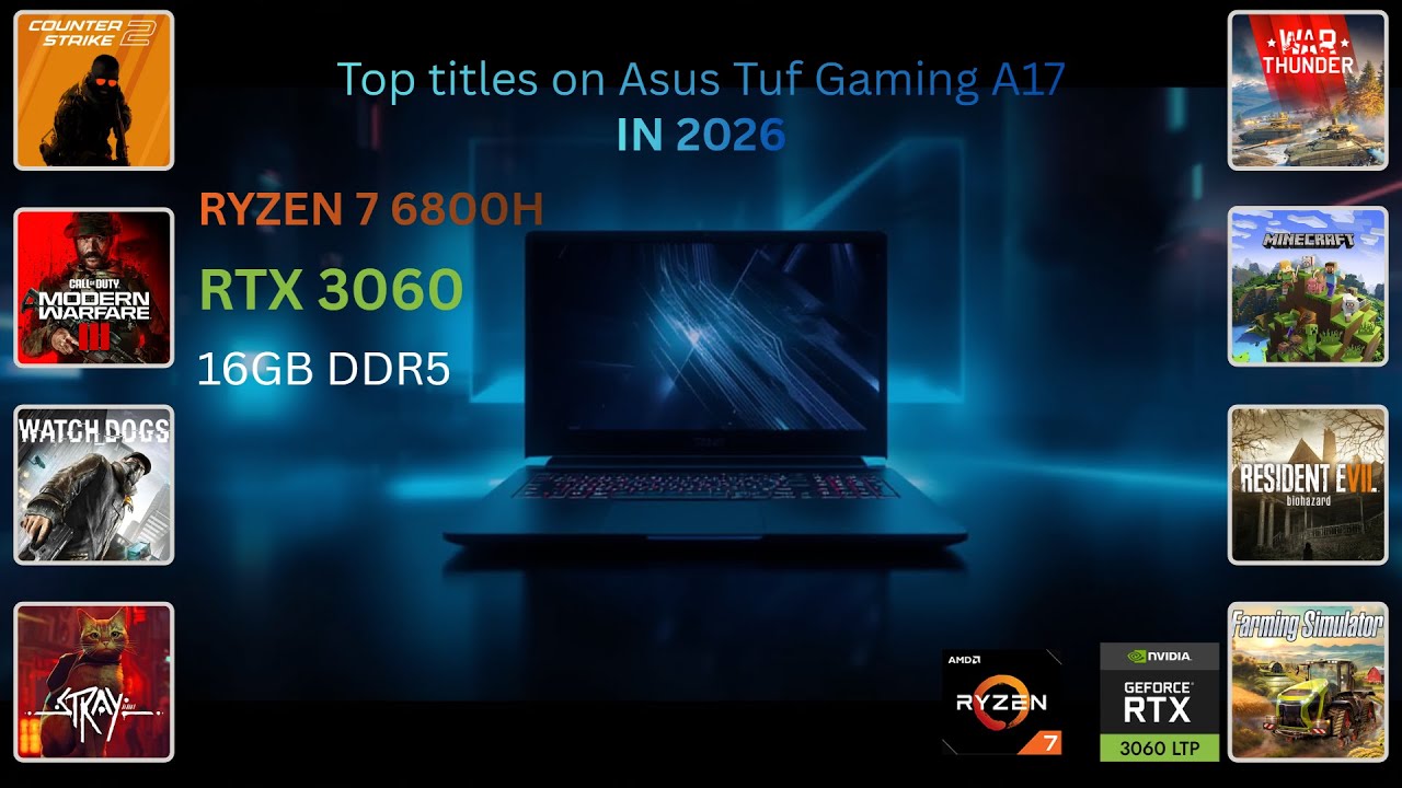 RTX 3060 LAPTOP - ASUS TUF GAMING A17 Ryzen 7 6800H Gaming test
