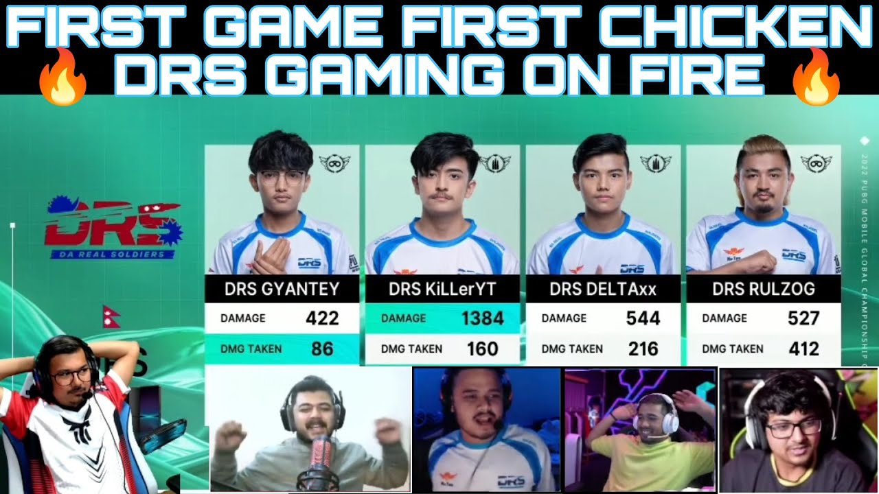 DRS GAMING FIRST CHICKEN DINNER 🔥 PMGC GRAND FINALS 2022 🤯 STREAMERS REACTION ❤️ - GAURABYT