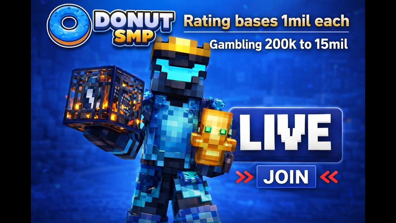 DonutSMP Live | 5M per base (Gambling and Rating Bases) IP donutsmp.net