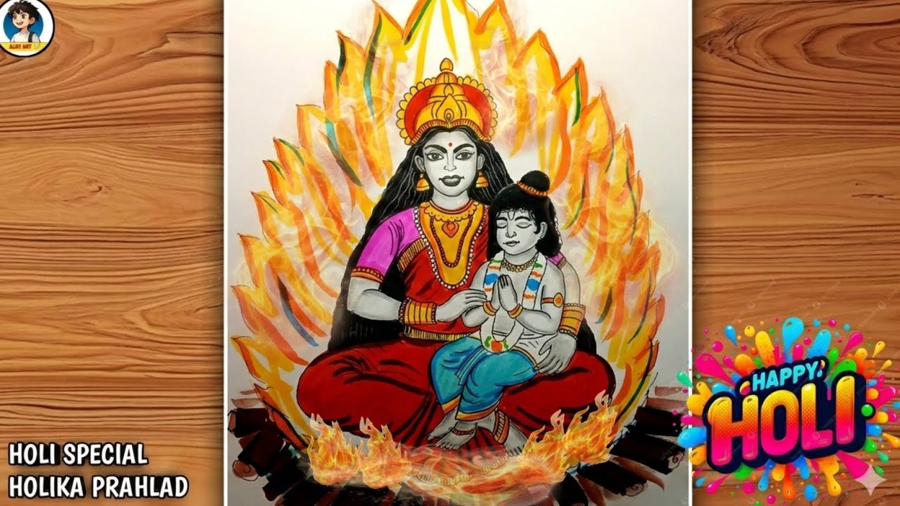 How to Draw Holika and Prahlad 🔥 | Holi Special Drawing Easy