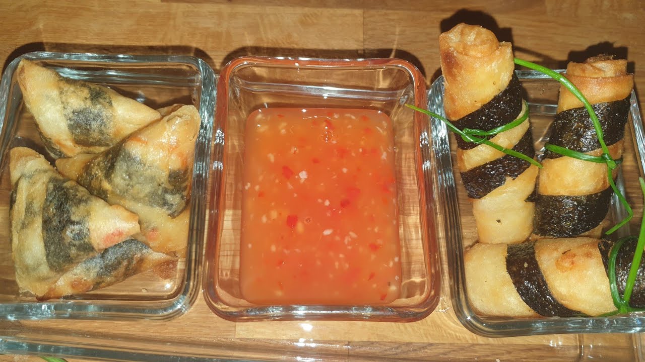 بريوات بالنوري و السوريمي والكروفيت 🍤بمذاق السوشي🥢 sushi اللذيذ مع صلصة الشيلي الحرارة الحلوة.