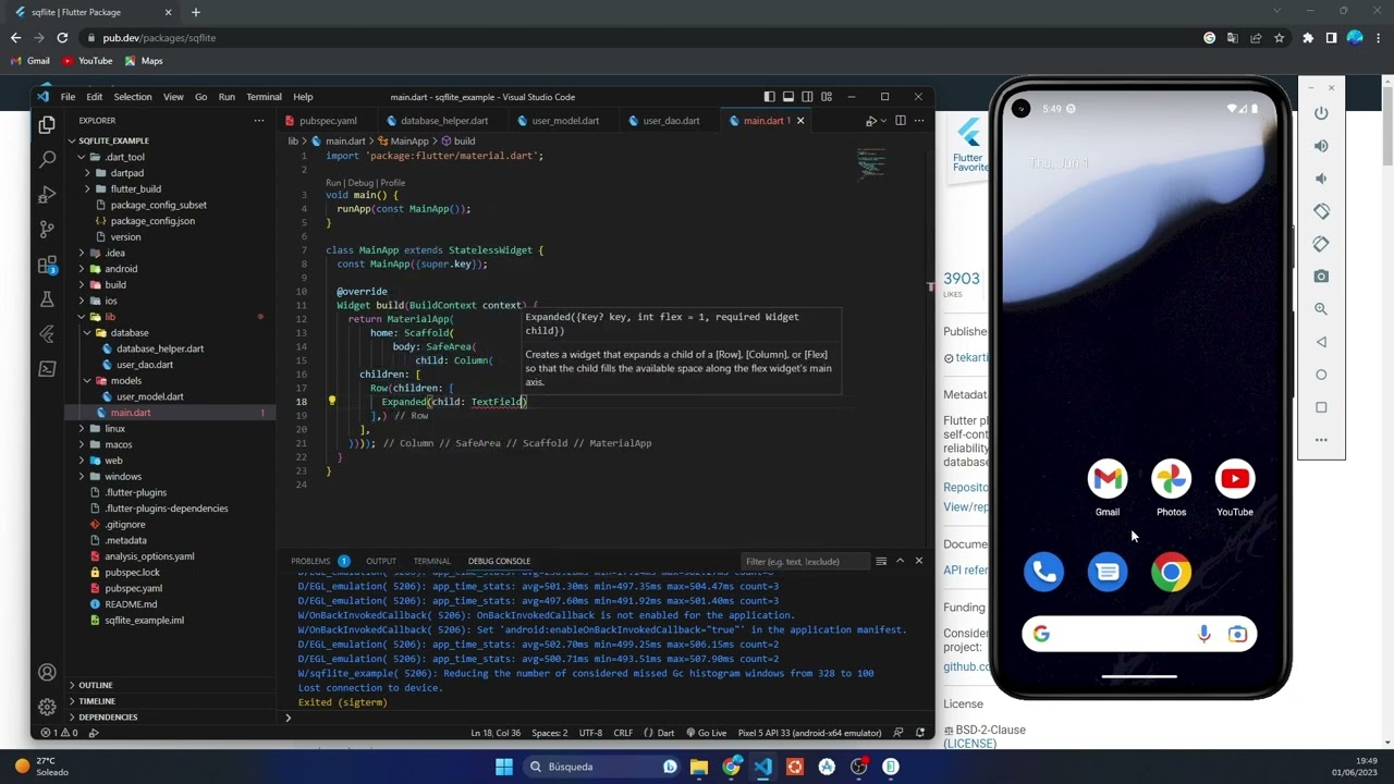 Flutter: implementar base de datos SQLite con sqflite