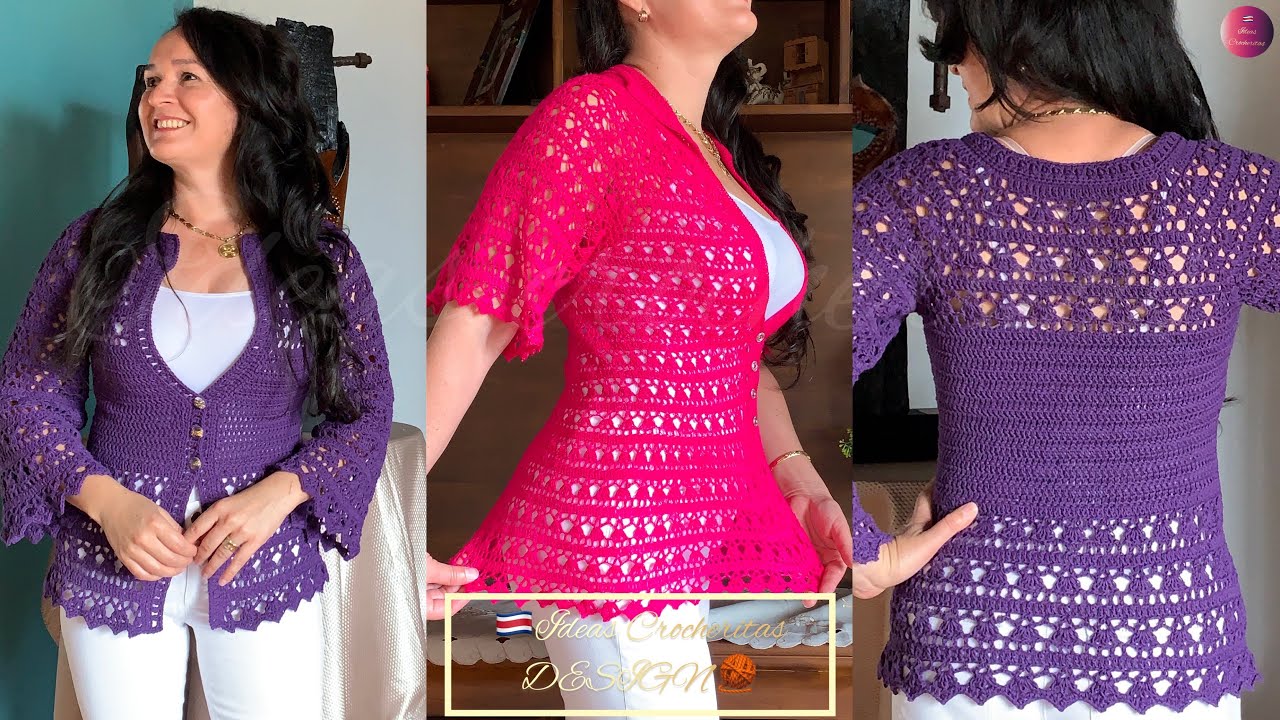 SUÉTER A CROCHET 🦋INICIÓ CON CANESÚ CUADRADO excelentePara TODAS LAS TALLAS Chicas y grandes