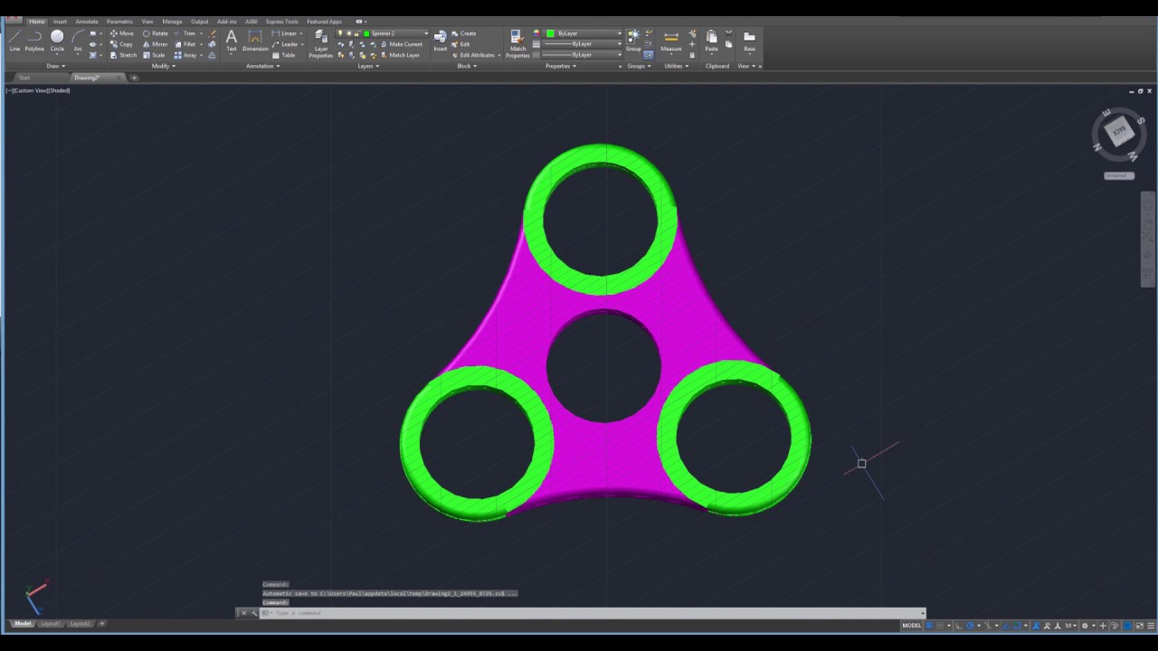 Beginner Tutorial 1 (AutoCAD 2018) - Designing a Fidget Spinner