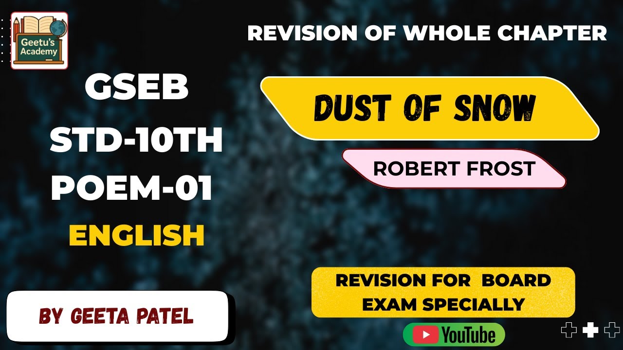 Dust of Snow | Poem-01 | Class-10 | English | By Geeta Patel | #dailyvocabulary #geetusacademy