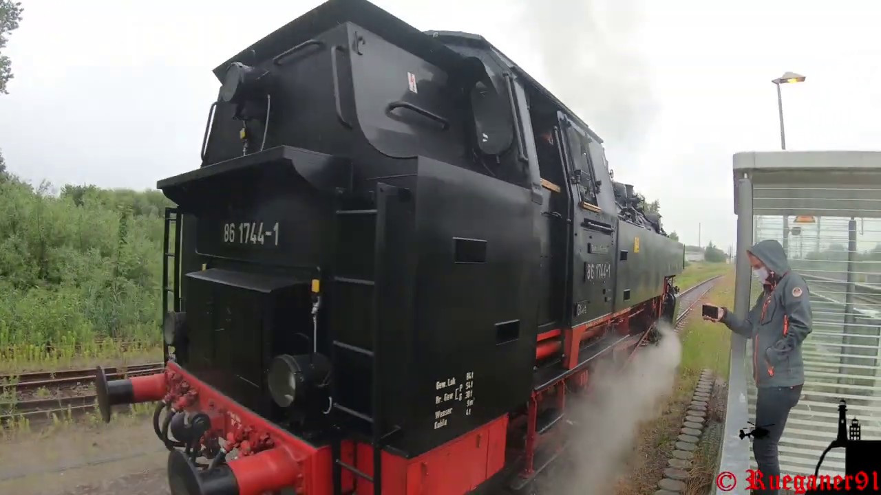 [HD] Dampflok BR 86 Historischer DR Nahverkehr auf Rügen[Fenstermitfahrt im Regen Lauterbach-Bergen]
