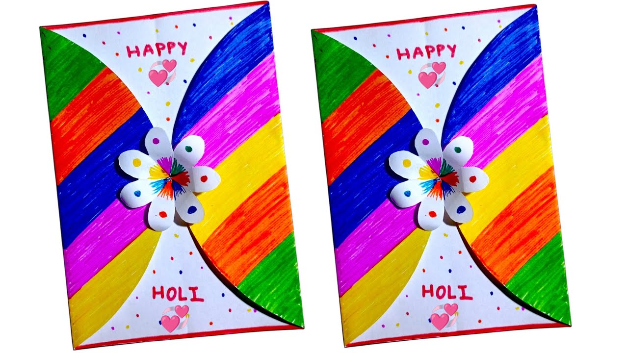 DIY Holi Special Card / Colorfull Paper Holi Card / Paper Card / Handmade Card / Beautiful Card Idea
