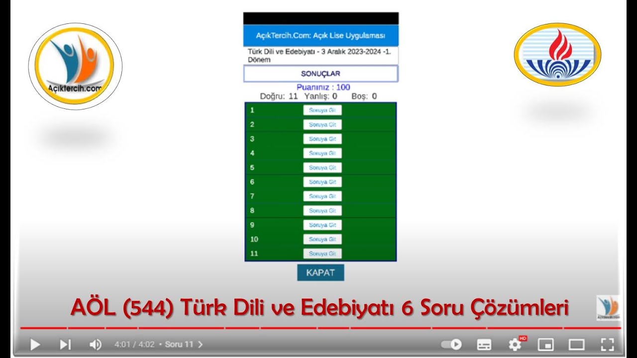 AÖL (546) Türk Dili ve Edebiyatı 6 Dersi 2019-20 / 2. Dönem Soru Çözümleri