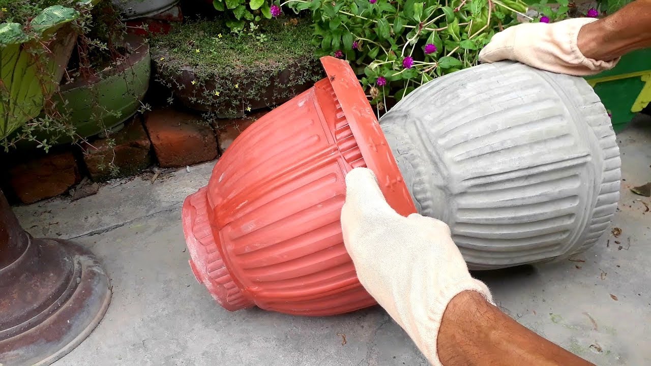 How to make beautiful cement pot at home easily | DIY Creative flower pots ideas.